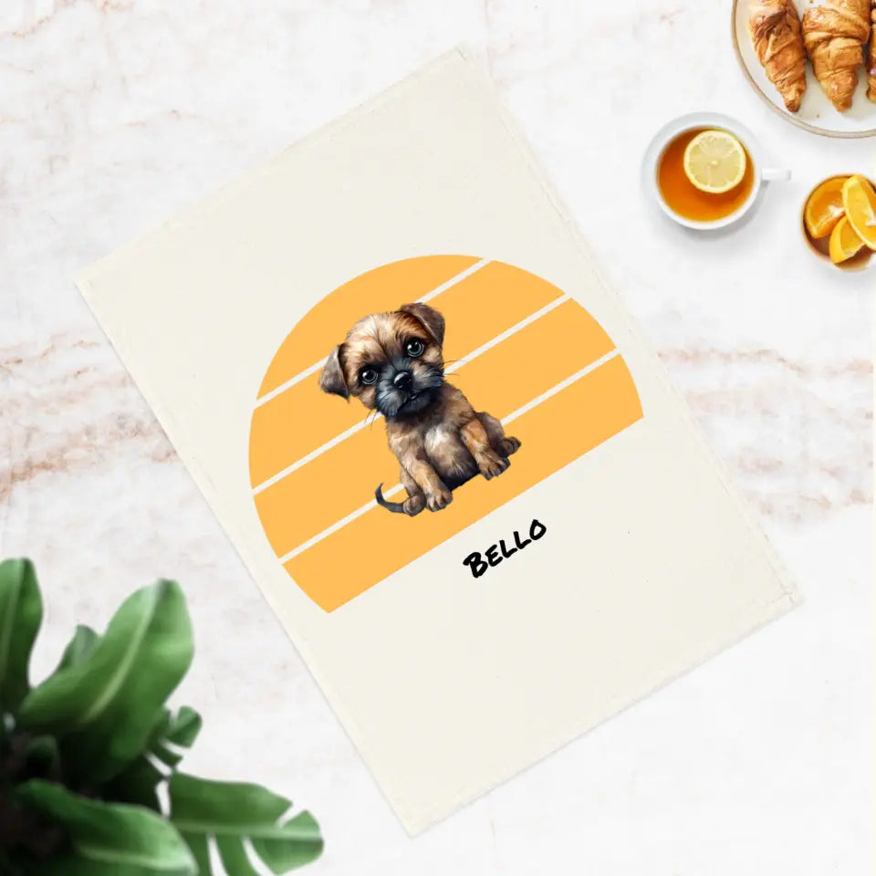 Personalisiertes Geschirrtuch "Puppy" - mit Namen und Design Deines Babyhundes