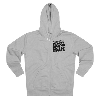 Backprint Zip Hoodie "Anti Social Dog Mom"