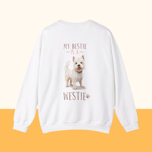 Backprint Heavy Blend™ Crewneck Sweatshirt "My Bestie is a Westie"