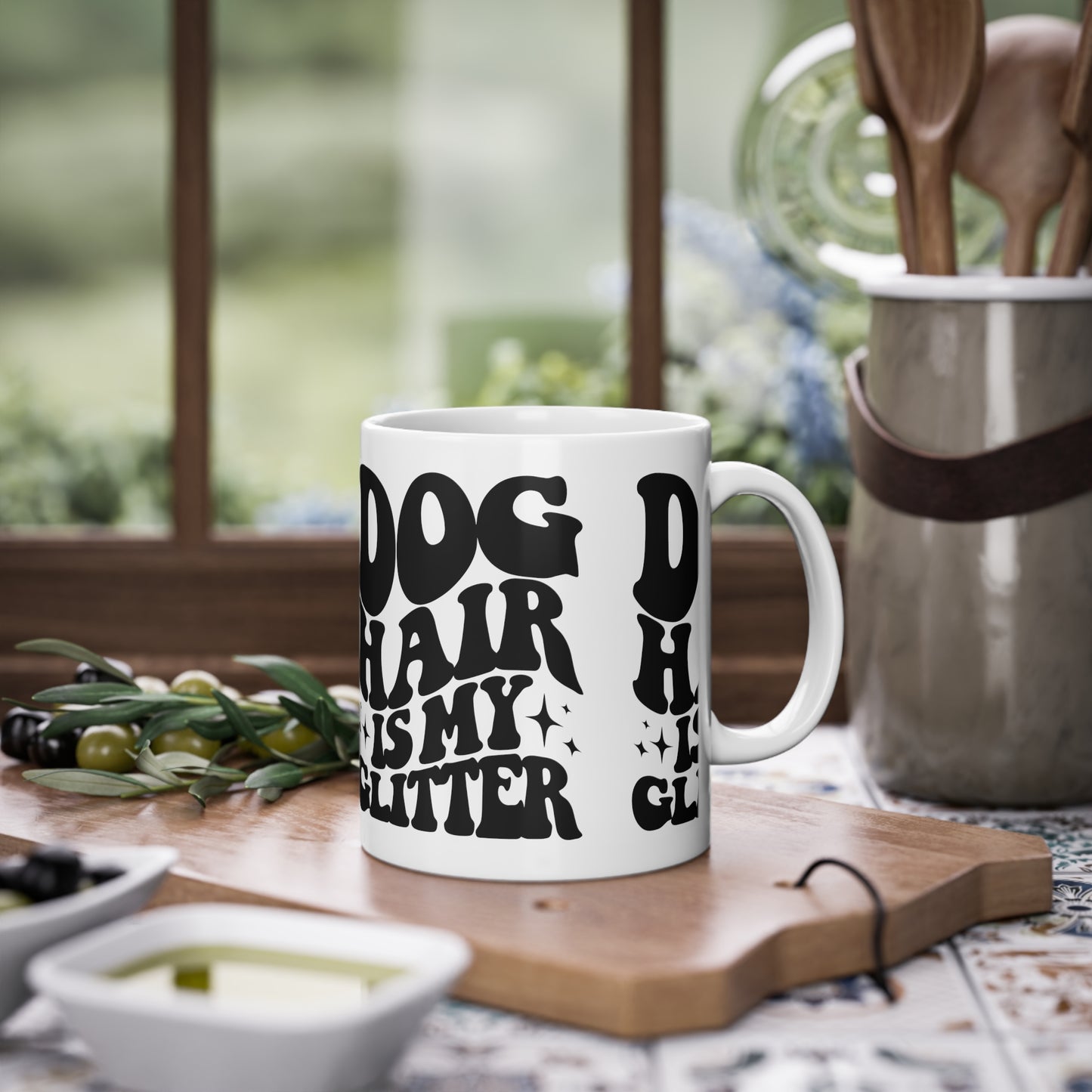 Weiße Tasse "Dog Hair is my Glitter" Volumen: 0.33 Liter| Pawzlove