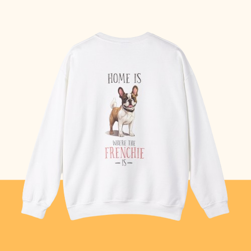 Backprint Heavy Blend™ Crewneck Sweatshirt "Home is where the Frenchie is"