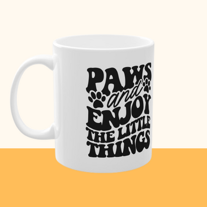 Weiße Tasse "Enjoy" Volumen: 0.33 Liter| Pawzlove