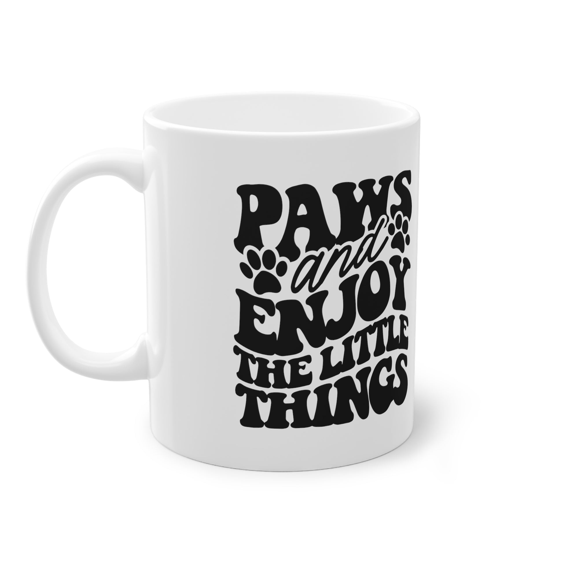 Weiße Tasse "Enjoy" Volumen: 0.33 Liter| Pawzlove