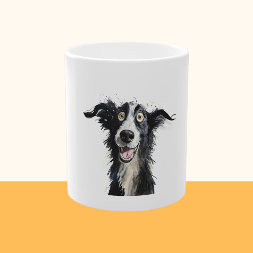 Weiße Tasse "Funny Border Collie" Volumen: 0.33 Liter| Pawzlove