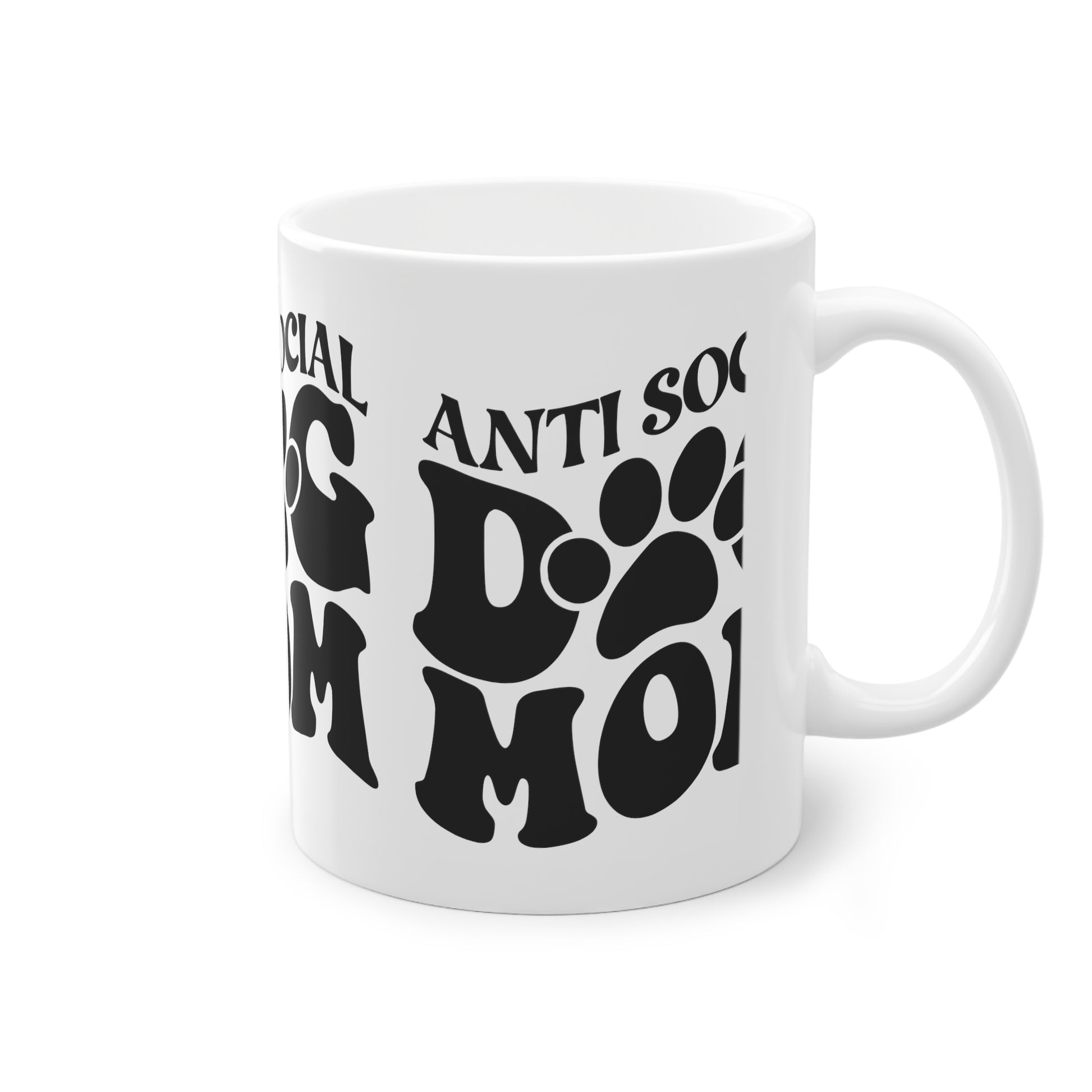 Weiße Tasse "Anti Social Dog Mom" Volumen: 0.33 Liter| Pawzlove