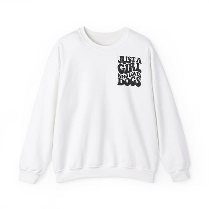 Backprint Heavy Blend™ Crewneck Sweatshirt "Just a Girl who loves Dogs"