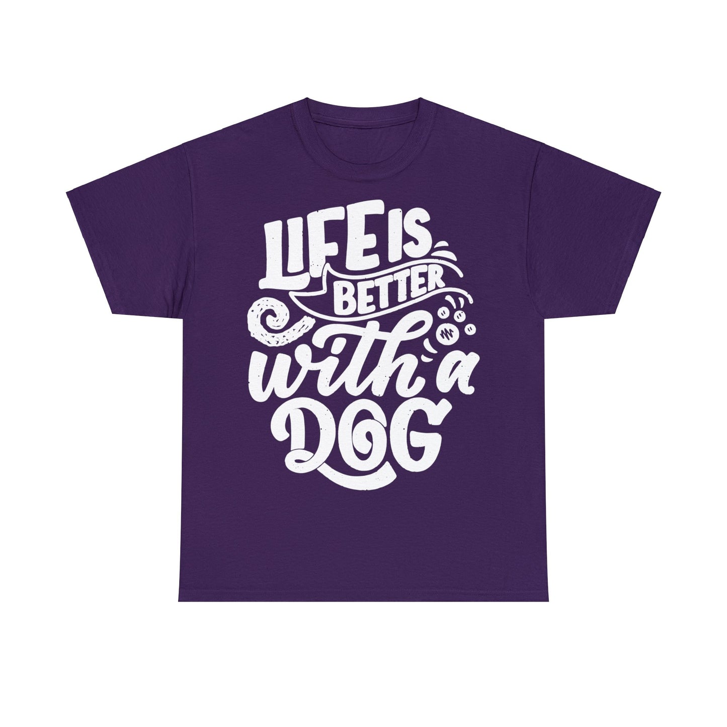 Baumwolle T-Shirt "Life is better with a Dog" Farbe: Violett| Pawzlove