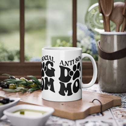 Weiße Tasse "Anti Social Dog Mom" Volumen: 0.33 Liter| Pawzlove