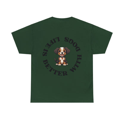 Baumwolle Backprint T-Shirt "Life is better with Dogs" Farbe: Grün| Pawzlove