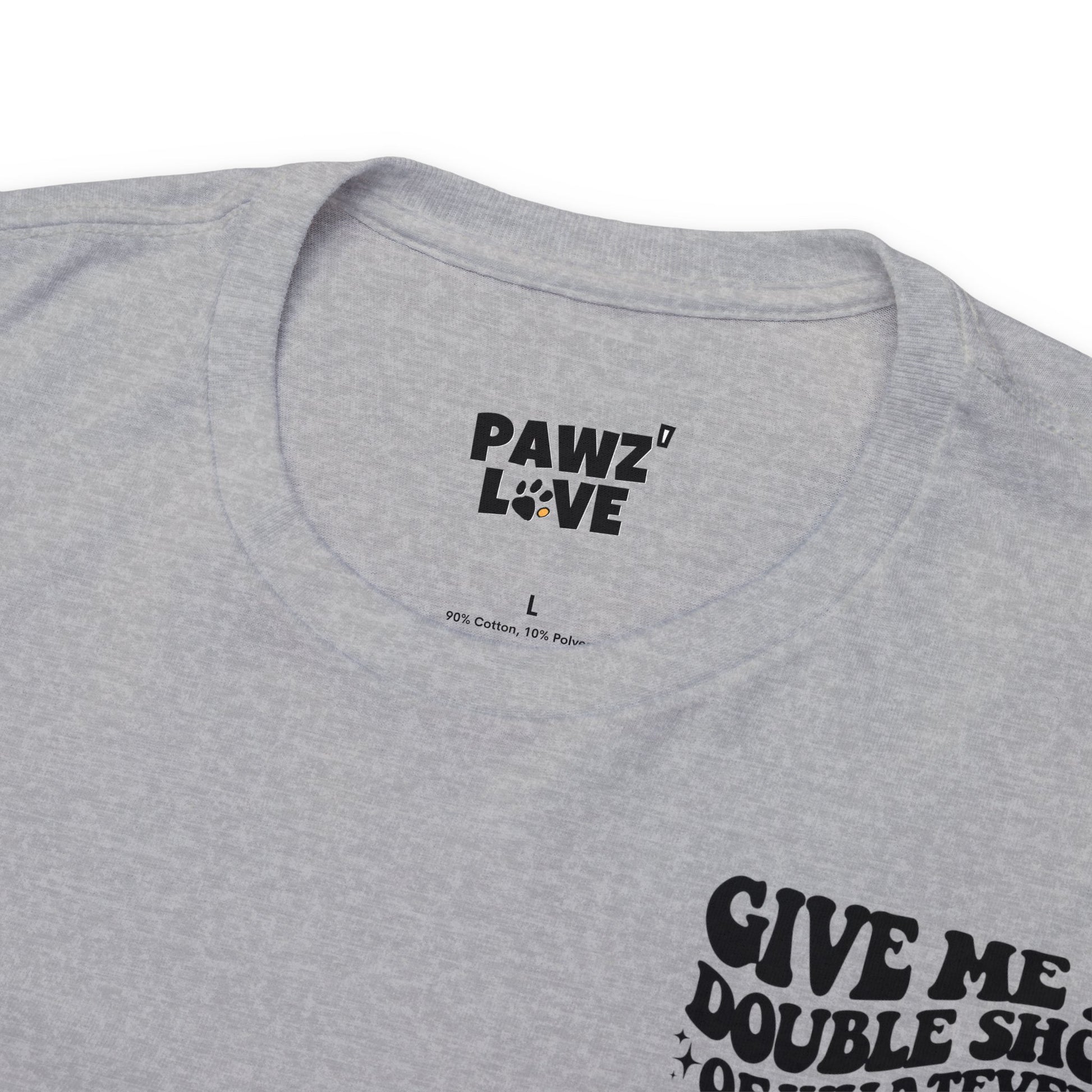 Backprint Baumwolle T-Shirt "Doubleshot" Farbe: Hellgrau| Pawzlove