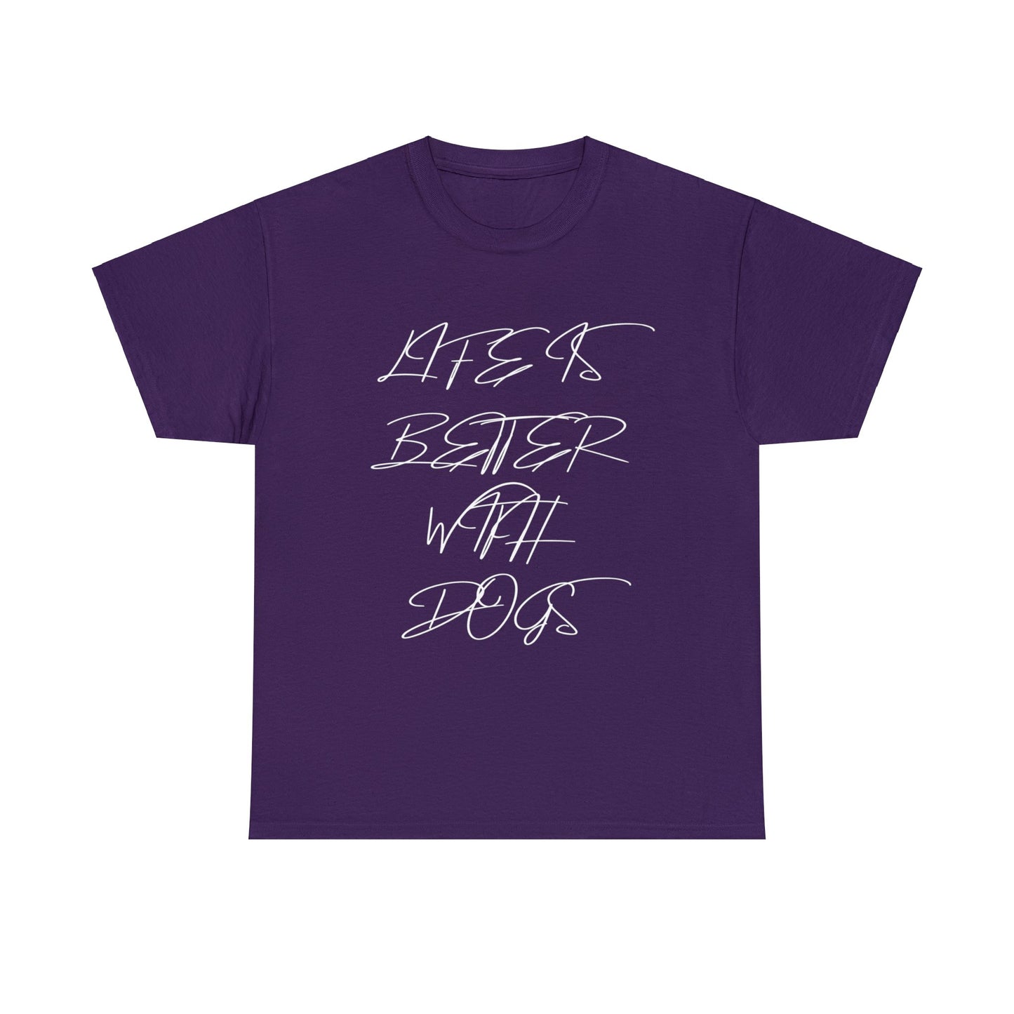 Baumwolle T-Shirt "Life is better with Dogs" Farbe: Violett| Pawzlove