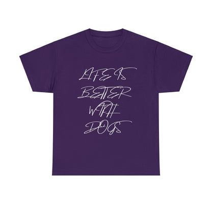 Baumwolle T-Shirt "Life is better with Dogs" Farbe: Violett| Pawzlove