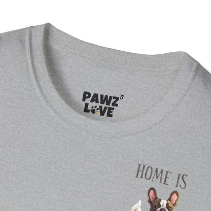 Backprint Softstyle T-Shirt "Home is where the Frenchie is"