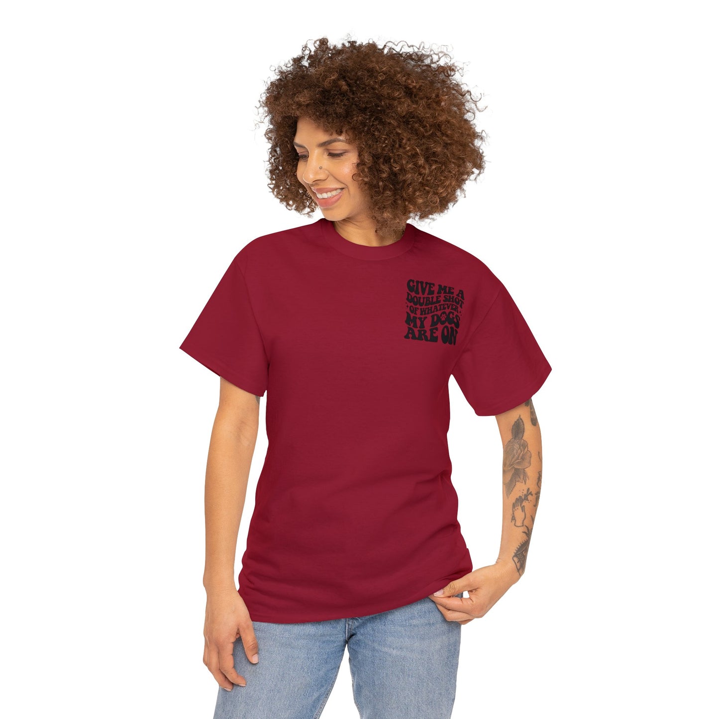 Backprint Baumwolle T-Shirt "Doubleshot" Farbe: Hellgrau| Pawzlove