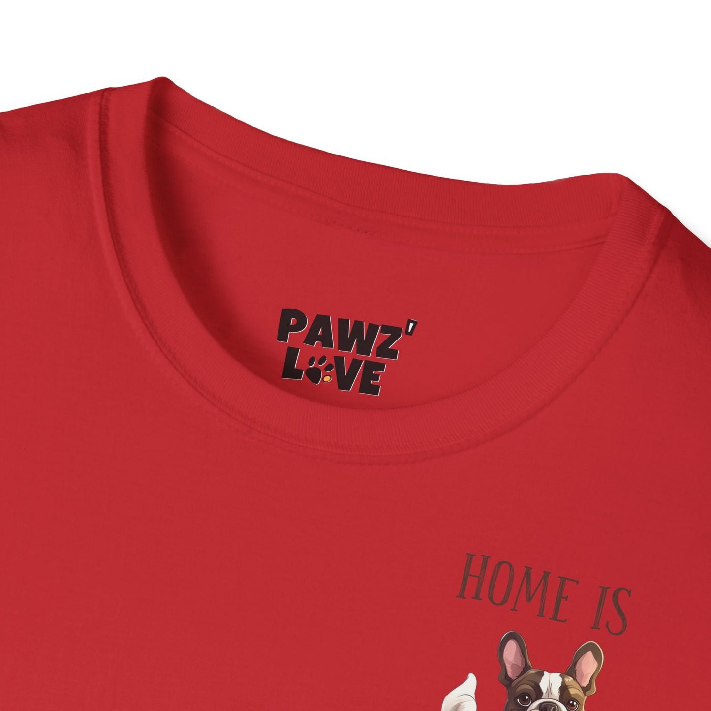 Backprint Softstyle T-Shirt "Home is where the Frenchie is"