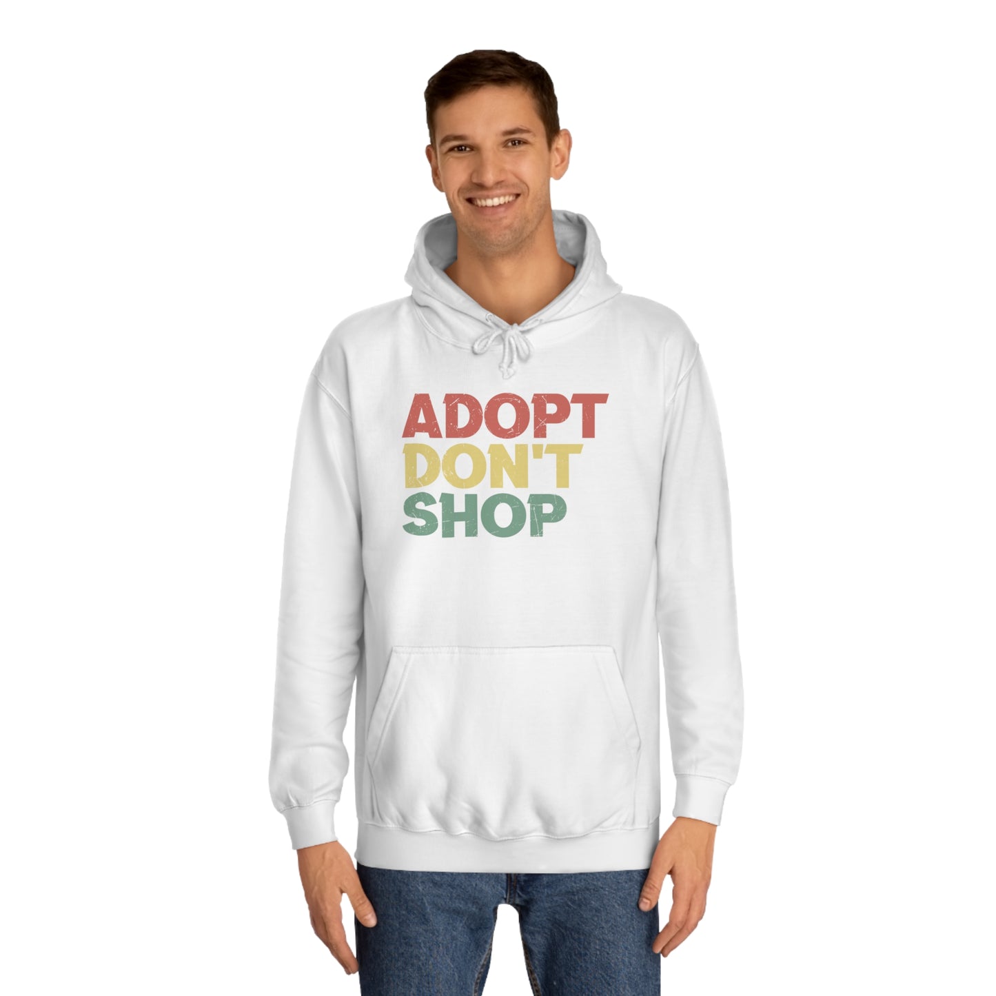 College Hoodie "Adopt don't shop" Farbe: Weiß| Pawzlove