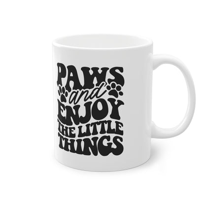 Weiße Tasse "Enjoy" Volumen: 0.33 Liter| Pawzlove