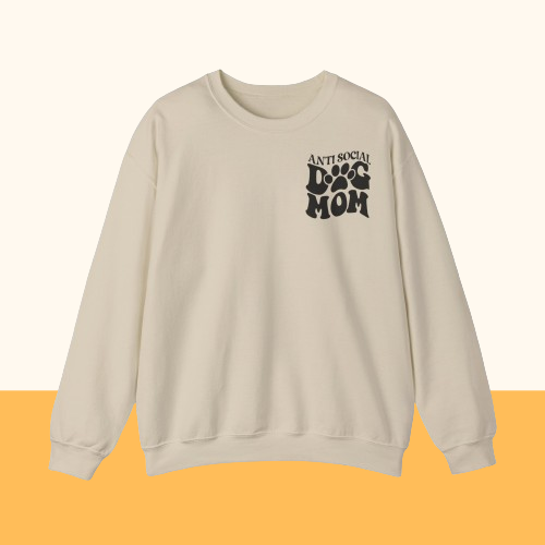 Backprint Heavy Blend™ Crewneck Sweatshirt "Anti Social Dog Mom"