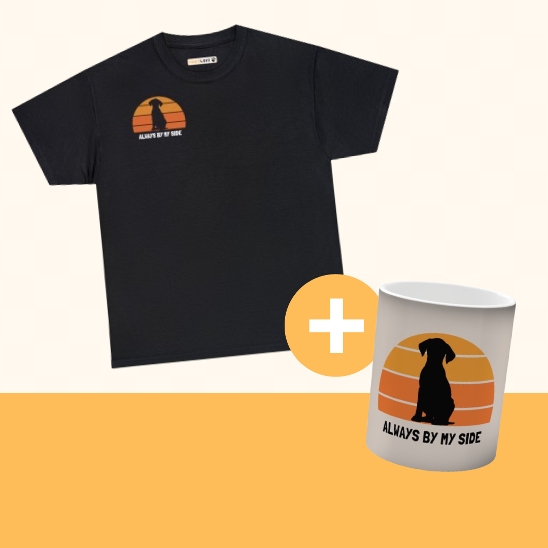 Magisches Bundle "Always" [Schwarz] Ultra Baumwolle T-Shirt "ALWAYS BY MY SIDE" (Größe): S| Pawzlove