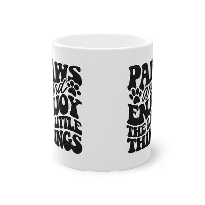 Weiße Tasse "Enjoy" Volumen: 0.33 Liter| Pawzlove