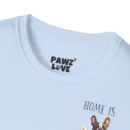 Backprint Softstyle T-Shirt "Home is where the Frenchie is"