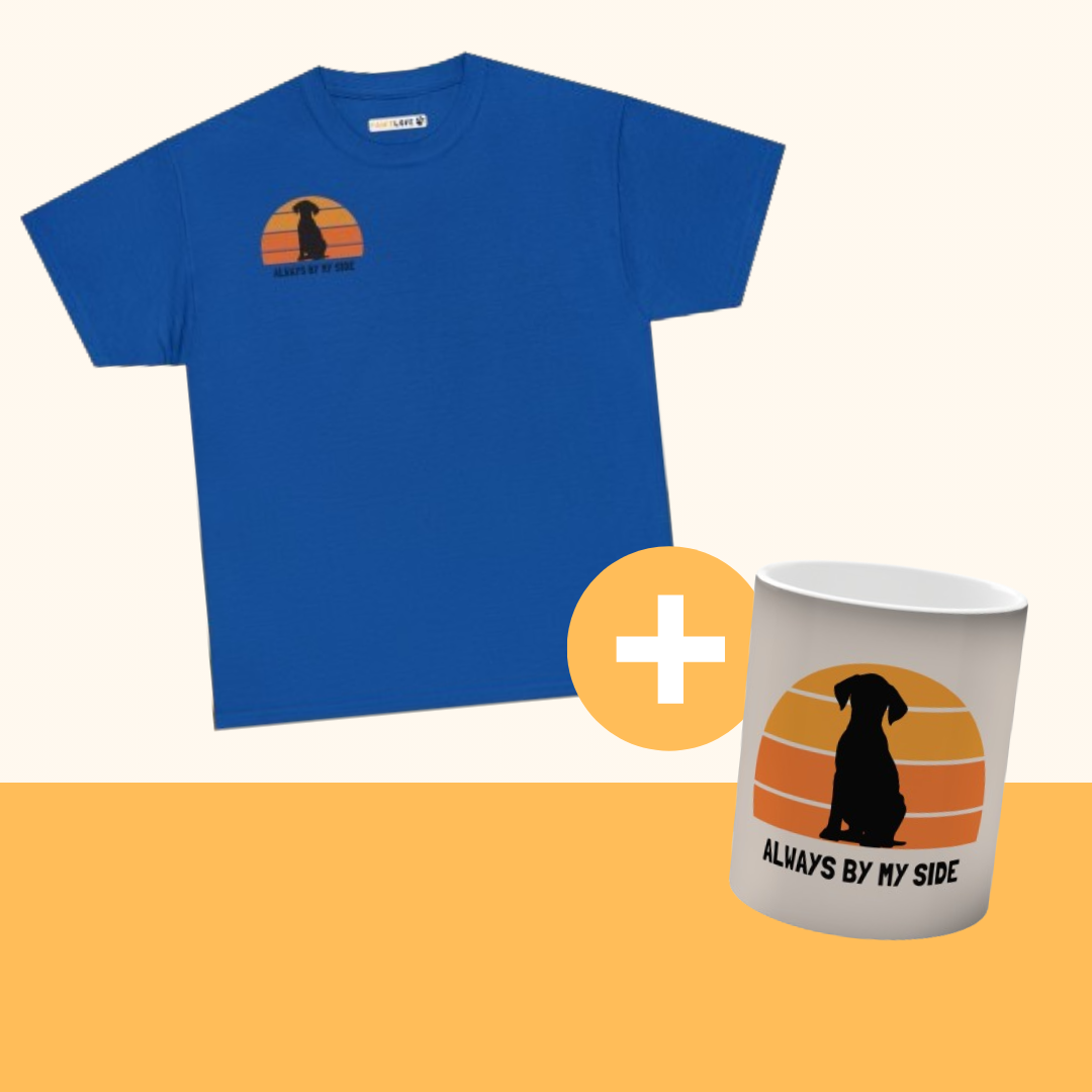 Magisches Bundle "Always" [Blau] Ultra Baumwolle T-Shirt "ALWAYS BY MY SIDE" (Größe): S| Pawzlove