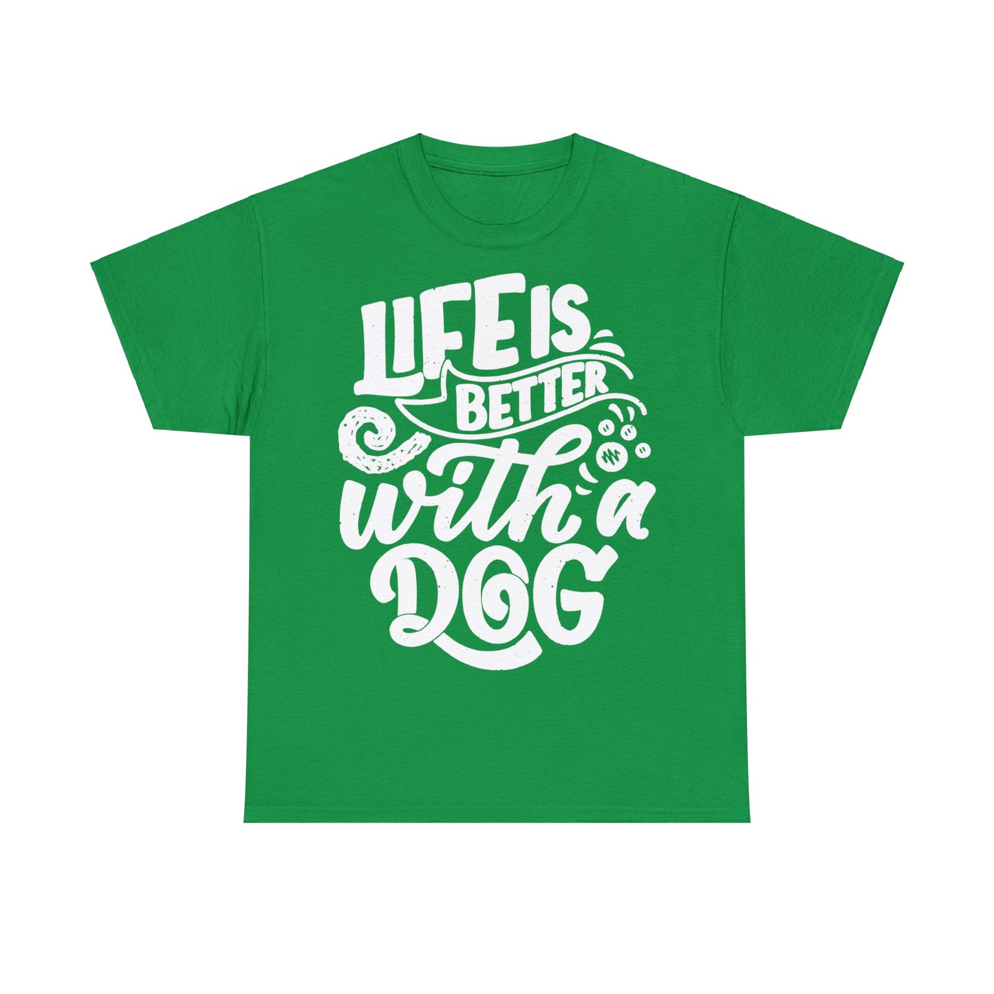 Baumwolle T-Shirt "Life is better with a Dog" Farbe: Hellgrün| Pawzlove