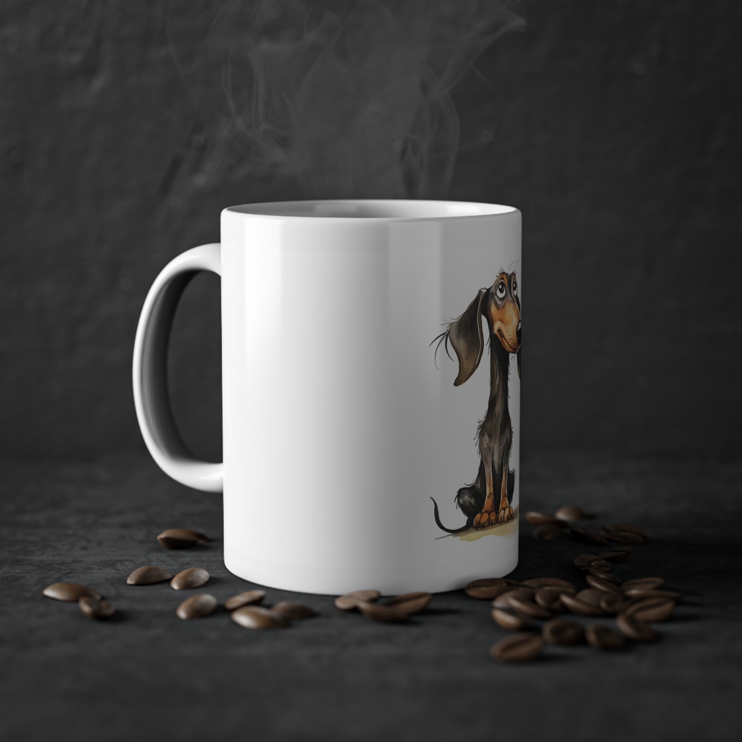 Weiße Tasse "Funny Dachshund" Volumen: 0.33 Liter| Pawzlove