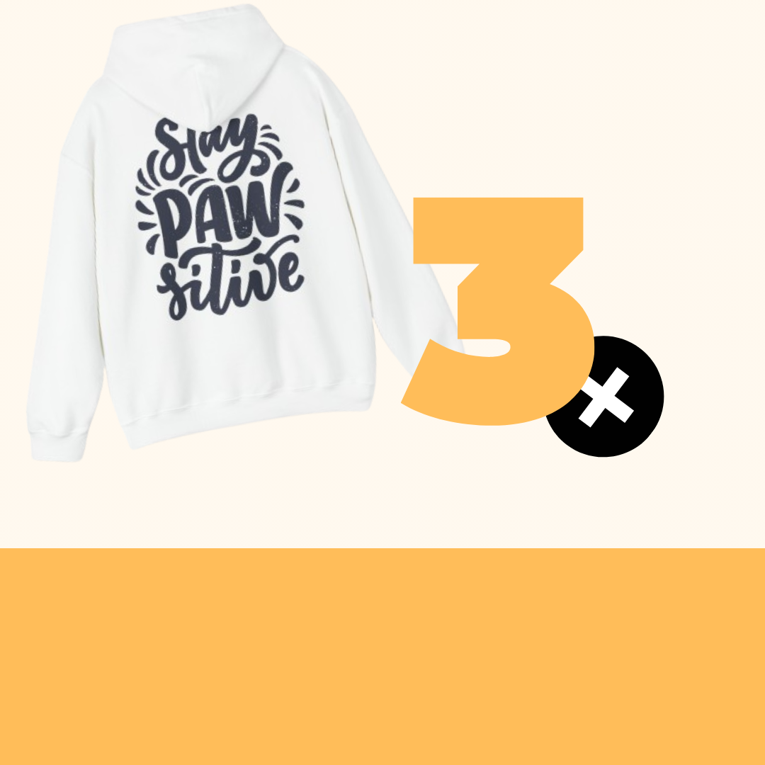 Hooded Sweatshirt "Stay Pawsitive" Bundle X3 [Weiß] Backprint Heavy Blend™ Hooded Sweatshirt "Stay Pawsitive" (Größe): S| Pawzlove