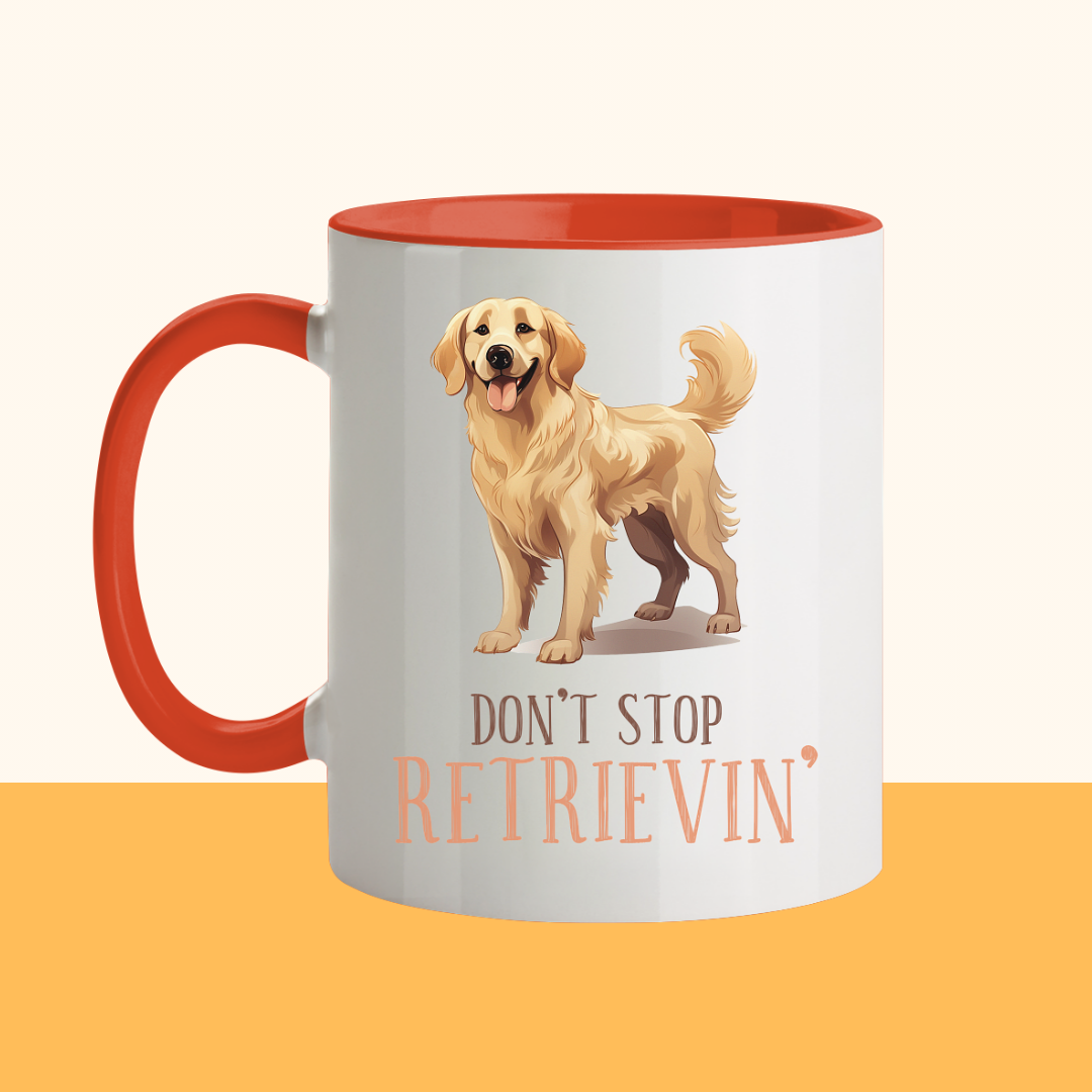 Zweifarbige Tasse "Don't stop Retrievin'"