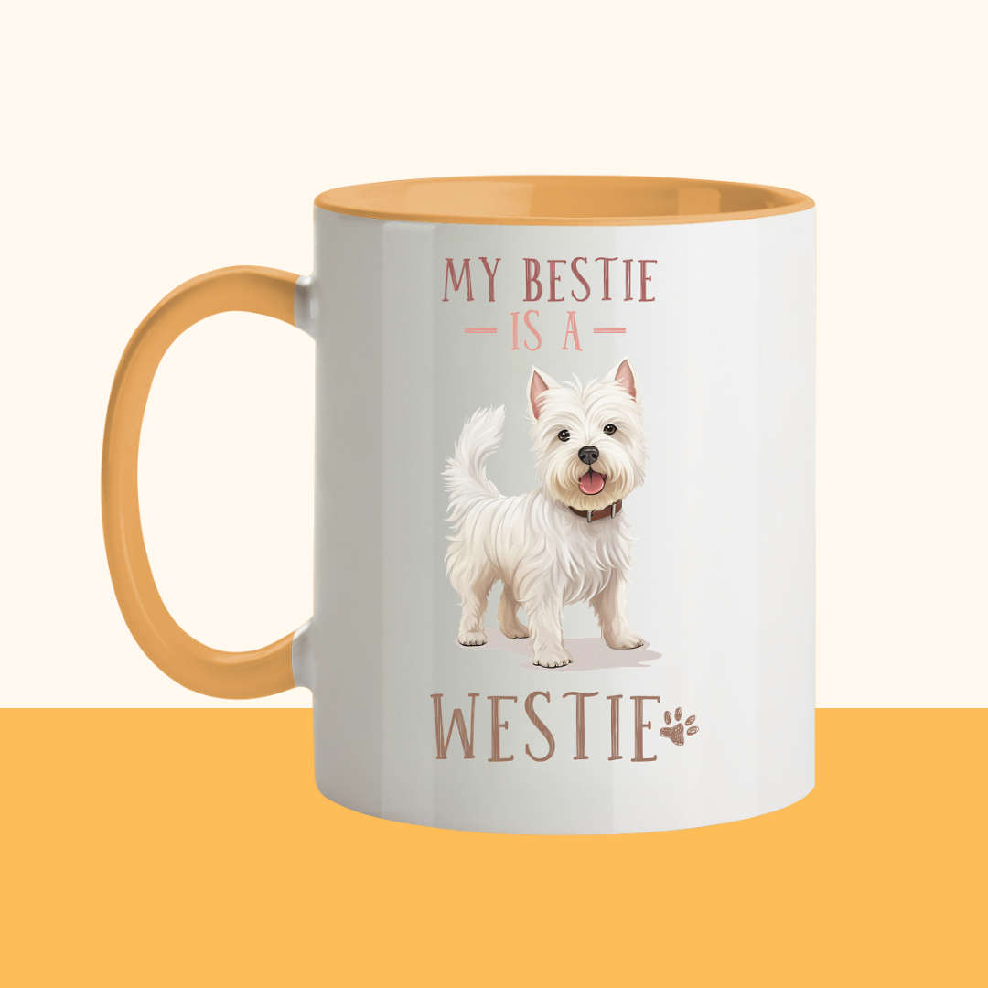 Zweifarbige Tasse "Westie" Farbe: Altrosa| Pawzlove