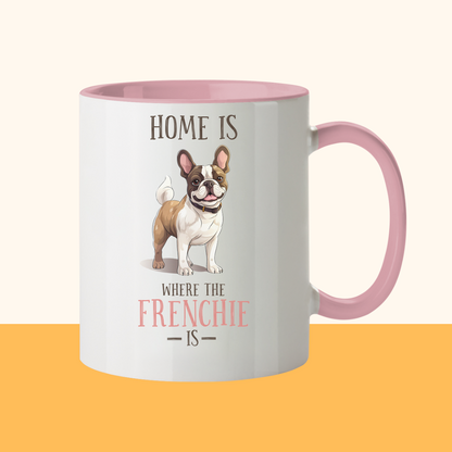 Zweifarbige Tasse "Home is where the Frenchie is" Farbe: Altrosa| Pawzlove