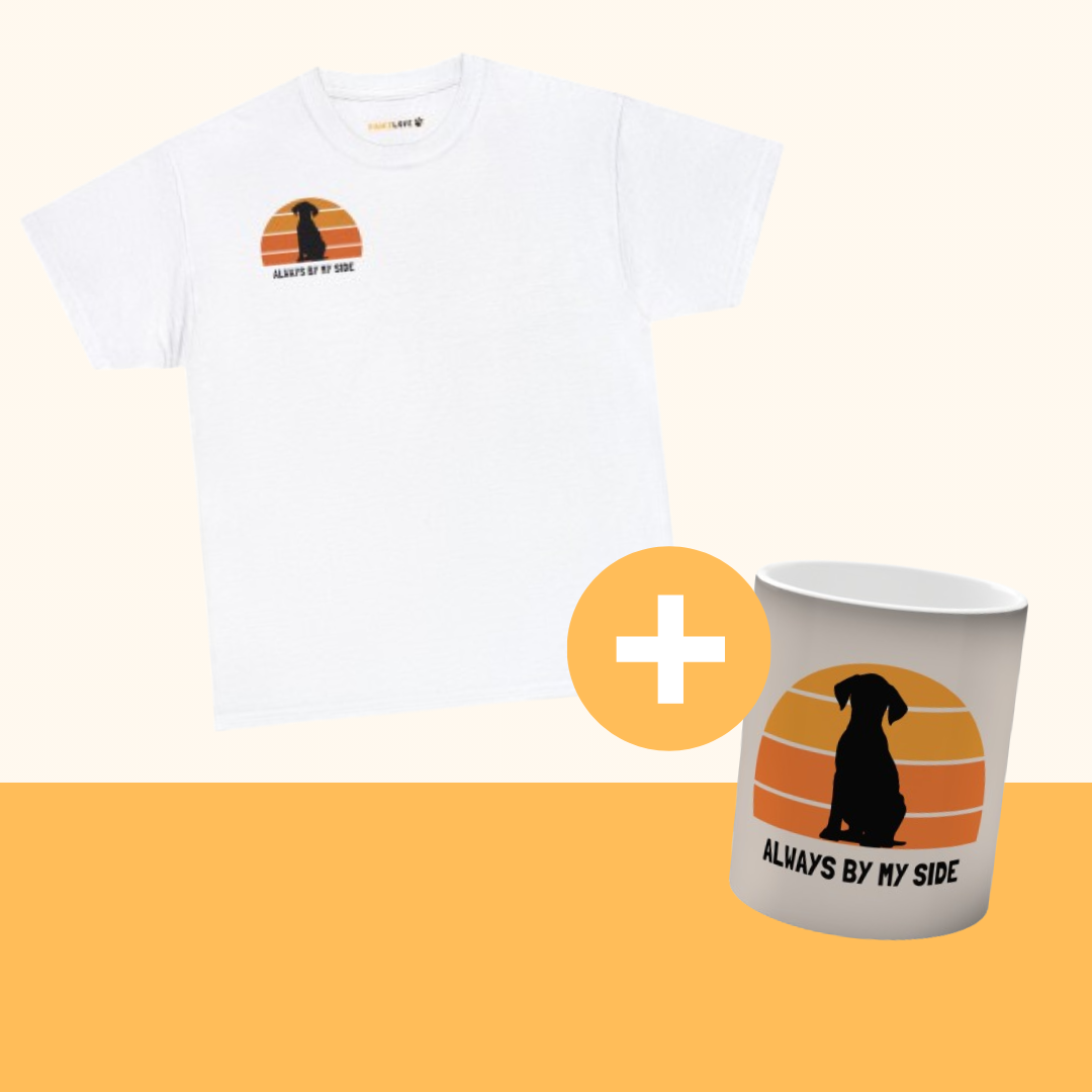 Magisches Bundle "Always" [Weiß] Ultra Baumwolle T-Shirt "ALWAYS BY MY SIDE" (Größe): S| Pawzlove