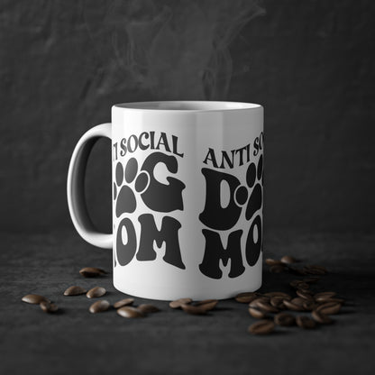 Weiße Tasse "Anti Social Dog Mom" Volumen: 0.33 Liter| Pawzlove