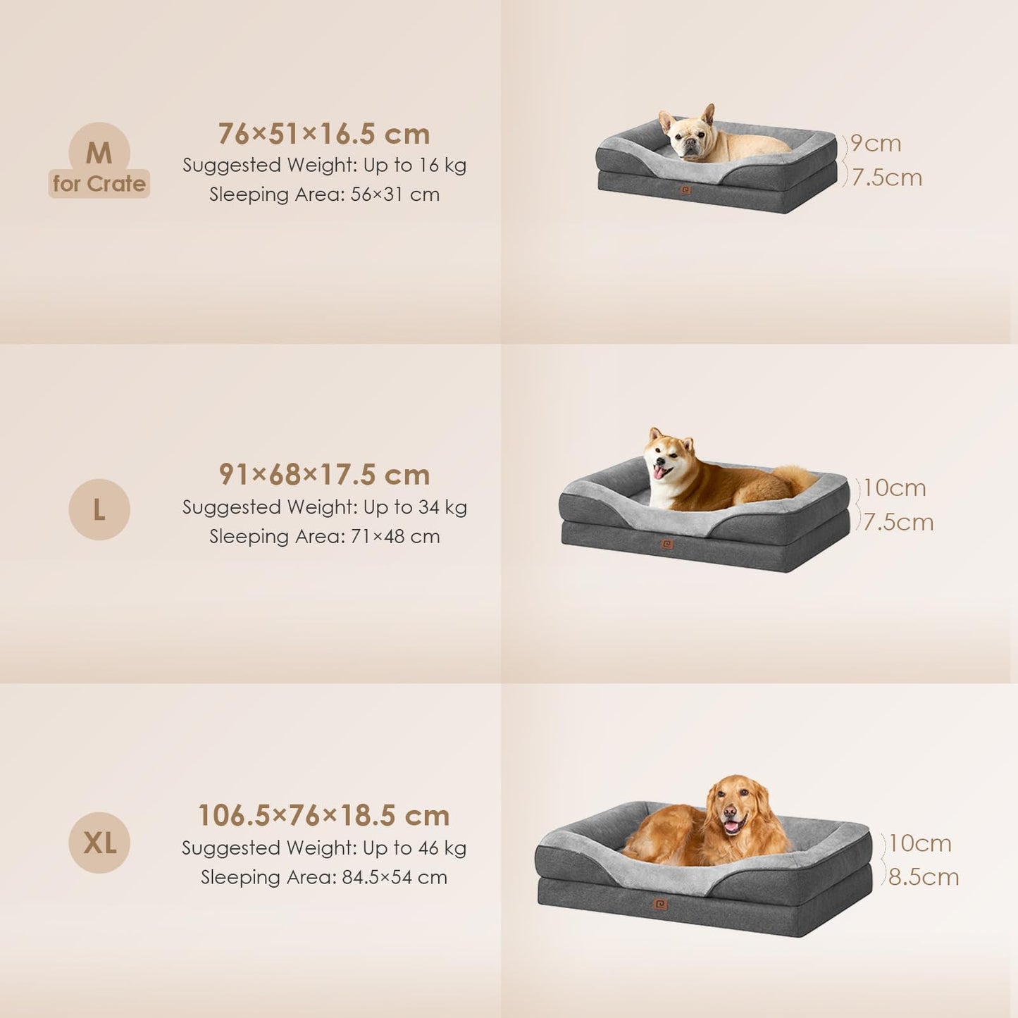EHEYCIGA Orthopädisches Hundebett für große Hunde, wasserdicht & waschbar, mit 4 Rändern