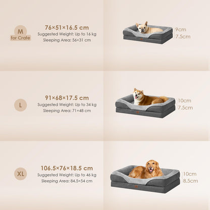 EHEYCIGA Orthopädisches Hundebett für große Hunde, wasserdicht & waschbar, mit 4 Rändern