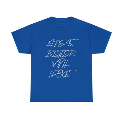 Baumwolle T-Shirt "Life is better with Dogs" Farbe: Dunkelblau| Pawzlove