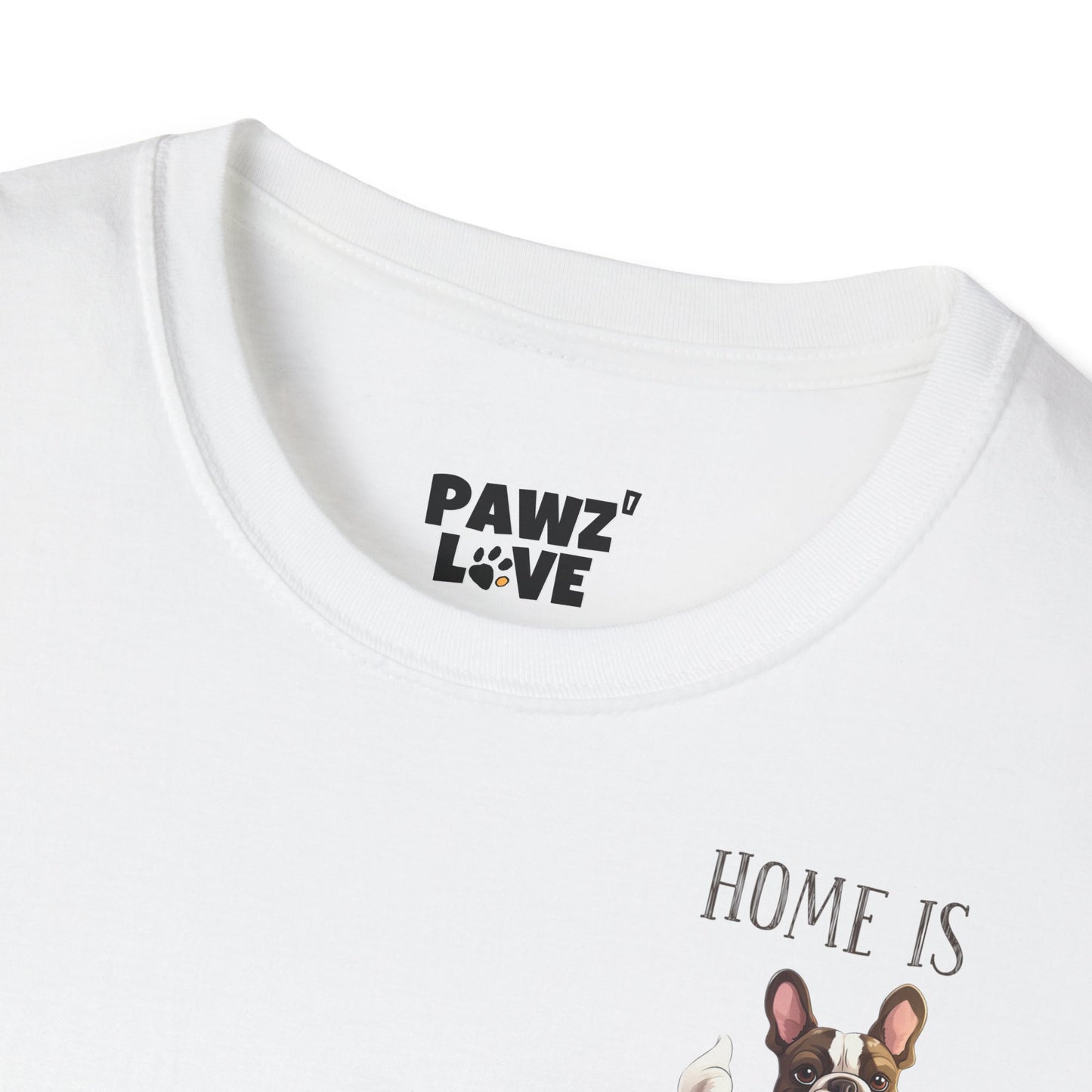 Backprint Softstyle T-Shirt "Home is where the Frenchie is"