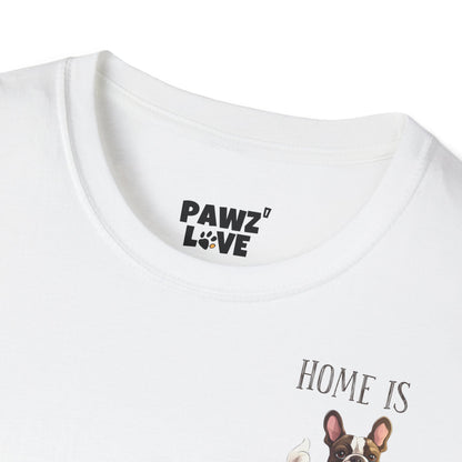 Backprint Softstyle T-Shirt "Home is where the Frenchie is"