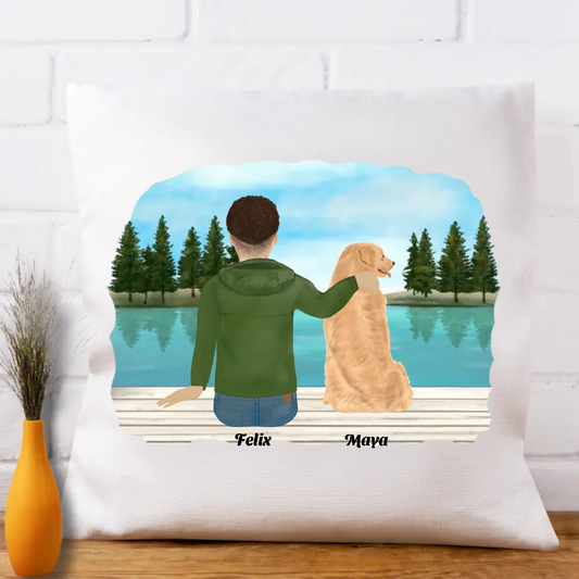 Personalisiertes Kissen "Mann mit Hund"