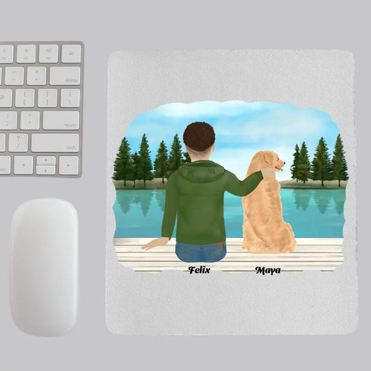 Personalisiertes Mousepad "Mann mit Hund"