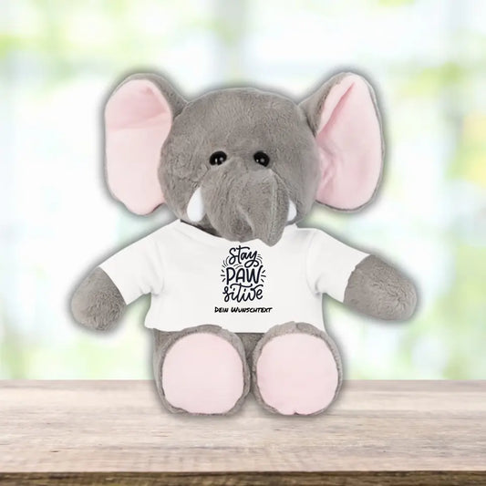 Personalisiertes Elefant Plüschtier mit Spruch Produkte: Plüschtier mit T-Shirt - PAWZLOVE