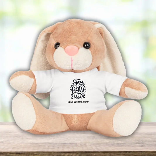 Personalisiertes Hase Plüschtier mit Spruch Produkte: Plüschtier mit T-Shirt - PAWZLOVE