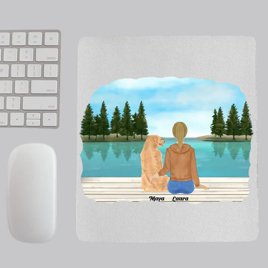 Personalisiertes Mousepad "Frau mit Hund"