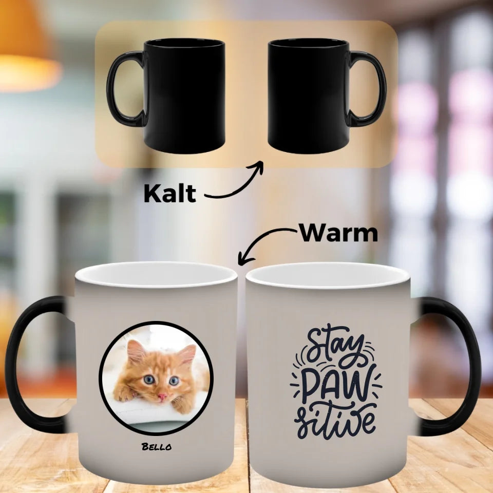 Personalisierte Tasse mit Foto Deiner Katze Produkte: Zaubertasse mit Foto Deiner Katze - PAWZLOVE