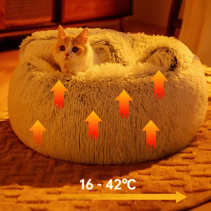 Beruhigendes Hundebett, Flauschiges Plüsch-Katzenbett, für mittelgroße und kleine Hunde, waschbar, Anti-Angst-Haustierbett, große Katzenbett für Katzen Hunde im Innenbereich.No.: 015002802-0001