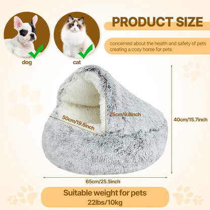 Beruhigendes Hundebett, Flauschiges Plüsch-Katzenbett, für mittelgroße und kleine Hunde, waschbar, Anti-Angst-Haustierbett, große Katzenbett für Katzen Hunde im Innenbereich.No.: 015002802-0001