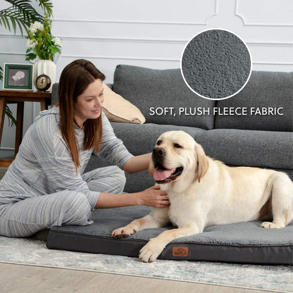 BEDSURE orthopädisches Hundebett Grosse Hunde - 112x81x7.6cm Hundekissen flauschig Hundematte waschbar Hundematratze in dunkelgrau für große Hunde