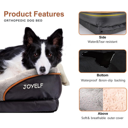 JOYELF XLarge Gedächtnisschaum Hundebett orthopädisches Hundebett & Sofa mit abnehmbarem waschbarem Bezug und Quietschspielzeug als Geschenk