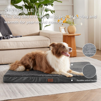 BEDSURE orthopädisches Hundebett Grosse Hunde - 112x81x7.6cm Hundekissen flauschig Hundematte waschbar Hundematratze in dunkelgrau für große Hunde